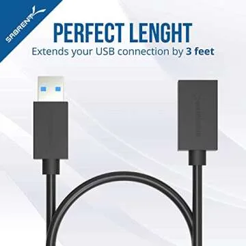 Sabrent 4-Port USB 3.0 Hub with Extension Cable - Add Ports Fast