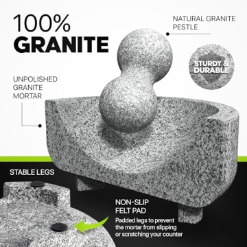 Umien Granite Mortar Pestle Set 3.5-Cup 8-Inch Avocado Tool