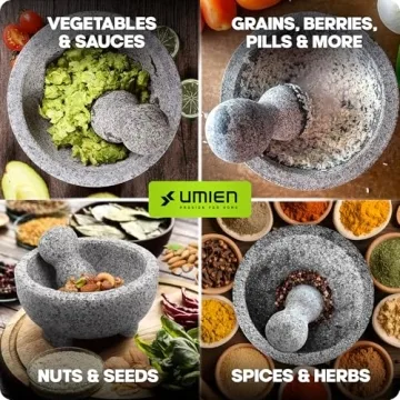 Umien Granite Mortar Pestle Set 3.5-Cup 8-Inch Avocado Tool