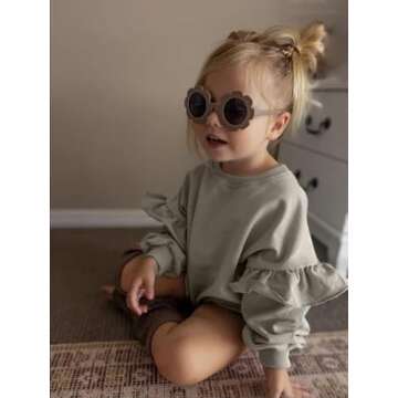 YOKJZJD Newborn Infant Baby Girl Outfits Ruffle Bubble Romper Sweatshirt Long Sleeve Bodysuit T-Shir...