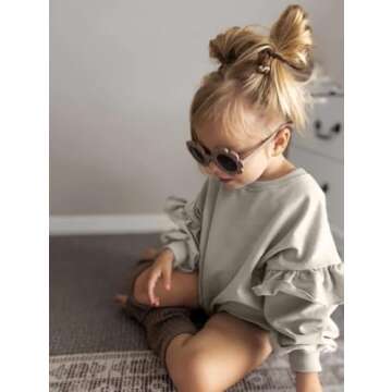 YOKJZJD Newborn Infant Baby Girl Outfits Ruffle Bubble Romper Sweatshirt Long Sleeve Bodysuit T-Shirt Fall Clothes (Apricot, 0-3 Months)