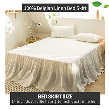 Simple&Opulence Belgian Linen Bed Skirt with Classic 16 inch Tailored Drop Dust Ruffle, Easy Fit Breathable Premium Natural Flax- Pleated White,King
