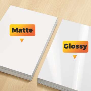 HTVRONT Printable Vinyl Sticker Paper, 100 Sheets Matte Waterproof Sticker Paper For Inkjet Printer Dries Quickly-Standard Letter Size 8.5"X11"(100 g)