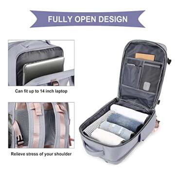 WONHOX Large Travel Work Business Backpack Carry on flight approved 17 inch Laptop Backpack for Women Men with Laptop compartment mochila de viaje.