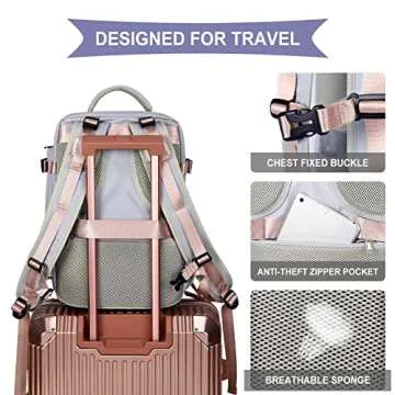 WONHOX Large Travel Work Business Backpack Carry on flight approved 17 inch Laptop Backpack for Women Men with Laptop compartment mochila de viaje.