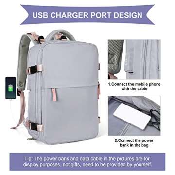 WONHOX Large Travel Work Business Backpack Carry on flight approved 17 inch Laptop Backpack for Women Men with Laptop compartment mochila de viaje.