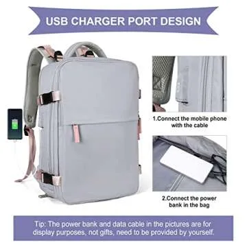 WONHOX Large Travel Work Business Backpack Carry on flight approved 17 inch Laptop Backpack for Women Men with Laptop compartment mochila de viaje.