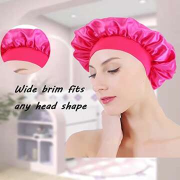 Hair Bonnets for Curly Hair and Sleeping for Women, Satin Sleep Cap, Silk Bonnet with Elastic Soft Band Big Bonnet (4 Pcs).