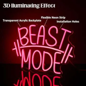 CKTBLEY Beast Mode Neon Signs for Wall Decor Red Letter LED Neon Light Gym Neon Sign Barbell LED Neon Lights Signs Dumbbell Neon Wall Sign for Bedroom Gym Sports Room Fitness Club Decor