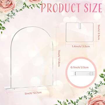 20 Sets 5 x 7 Inches Clear Arch Acrylic Sign with Stand Holder Table Numbers Wedding Signs DIY Blank Round Top Acrylic Sheet for Events Party Centerpieces Decor Restaurant List Menu