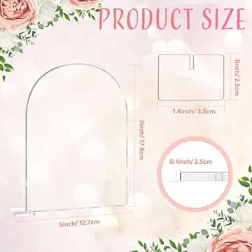 20 Sets 5 x 7 Inches Clear Arch Acrylic Sign with Stand Holder Table Numbers Wedding Signs DIY Blank Round Top Acrylic Sheet for Events Party Centerpieces Decor Restaurant List Menu