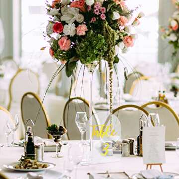 20 Sets 5 x 7 Inches Clear Arch Acrylic Sign with Stand Holder Table Numbers Wedding Signs DIY Blank Round Top Acrylic Sheet for Events Party Centerpieces Decor Restaurant List Menu