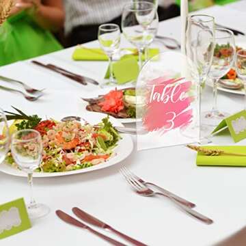 20 Sets 5 x 7 Inches Clear Arch Acrylic Sign with Stand Holder Table Numbers Wedding Signs DIY Blank Round Top Acrylic Sheet for Events Party Centerpieces Decor Restaurant List Menu