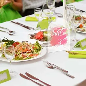 20 Sets 5 x 7 Inches Clear Arch Acrylic Sign with Stand Holder Table Numbers Wedding Signs DIY Blank Round Top Acrylic Sheet for Events Party Centerpieces Decor Restaurant List Menu