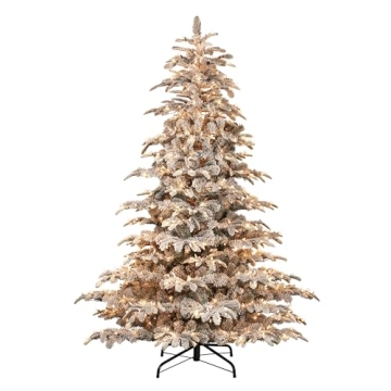 Elegant 7.5 Foot Pre-Lit Flocked Christmas Tree