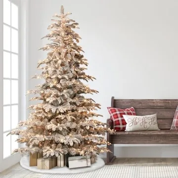 Elegant 7.5 Foot Pre-Lit Flocked Christmas Tree
