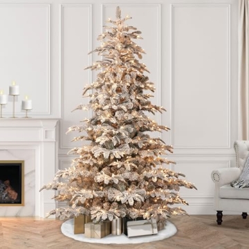 Elegant 7.5 Foot Pre-Lit Flocked Christmas Tree