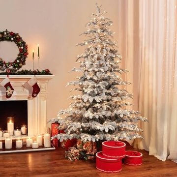 Elegant 7.5 Foot Pre-Lit Flocked Christmas Tree