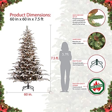 Elegant 7.5 Foot Pre-Lit Flocked Christmas Tree