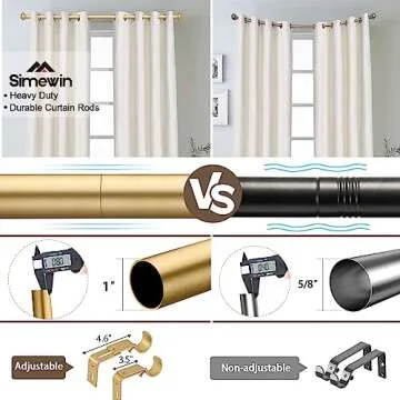 SIMEWIN Gold Curtain Rods - Adjustable and Decorative