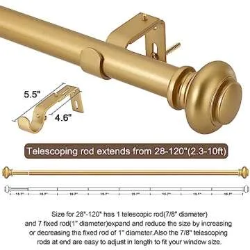 SIMEWIN Gold Curtain Rods - Adjustable and Decorative