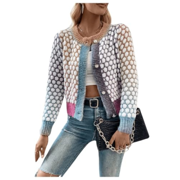 GORGLITTER Stylish Colorful Cropped Cardigan for Women