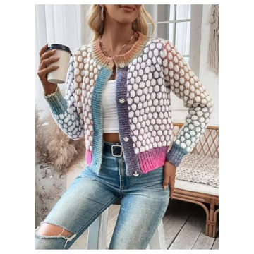 GORGLITTER Stylish Colorful Cropped Cardigan for Women