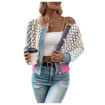 GORGLITTER Stylish Colorful Cropped Cardigan for Women