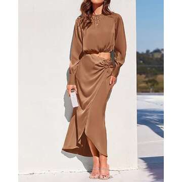 Shop BTFBM Women's Stylish Fall Two Piece Satin Outfit