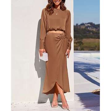 Shop BTFBM Women's Stylish Fall Two Piece Satin Outfit