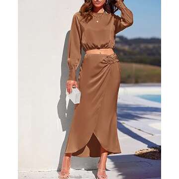 Shop BTFBM Women's Stylish Fall Two Piece Satin Outfit