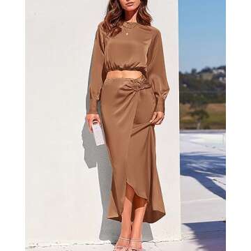 Shop BTFBM Women's Stylish Fall Two Piece Satin Outfit