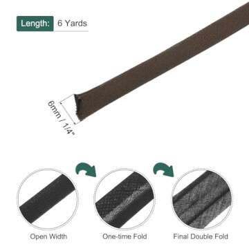 MECCANIXITY 1/4 Inch Double Fold Bias Tape Cotton Continuous Bulk Bias Tape for Sewing,Seaming Quilt...