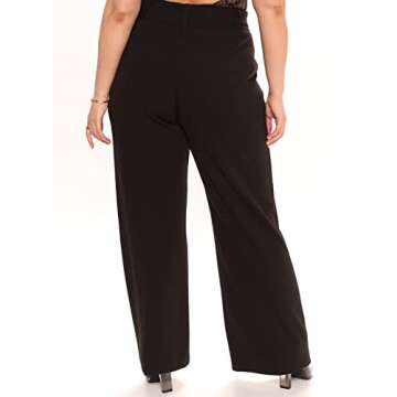 Eytino Women's Plus Size Flowy Palazzo Pants - High Waist Casual Loose Trouser with Pockets and Belt