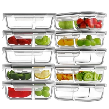 Durable 10 Pack Glass Meal Prep Containers - Leak Proof Design