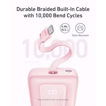 Anker Zolo Power Bank, 20,000mAh 30W High-Speed Portable Charger with Built-in USB-C Cable, 1 USB-C, 1 USB-A, Battery Pack for iPhone 16/15/15 Pro/15 Pro Max/15 Plus, MacBook, Galaxy, and More