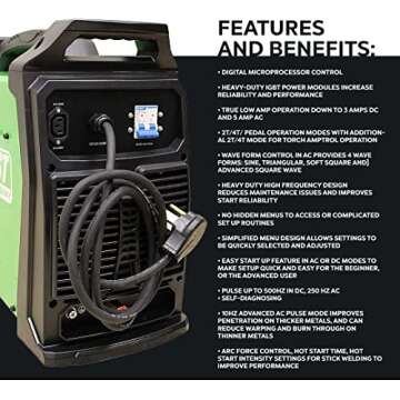 Everlast PowerTIG 255EXT Digital AC/DC TIG Stick Pulse Inverter Welder 110v/220v Dual Voltage