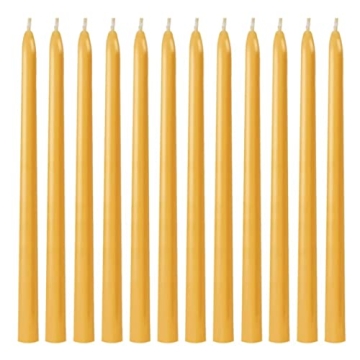 12 Pack Taper Beeswax Candles 12 Inch - Handcrafted, Dripless, and 10 Hours Long Burning Beeswax Can...