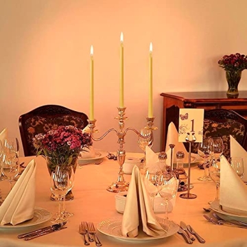 Elegant 12 Pack Beeswax Taper Candles - Eco-Friendly 10Hr Burn