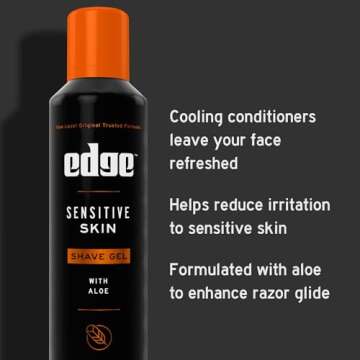 Edge Shaving Gel for Sensitive Skin with Aloe, 6 Pack