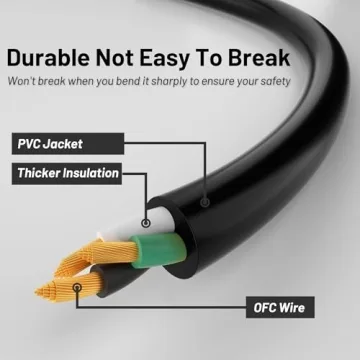 Reliable 5ft AC Power Cord for Electronics & Gaming