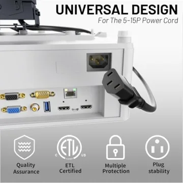 Reliable 5ft AC Power Cord for Electronics & Gaming