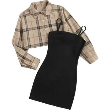 Romwe 2 Piece Dress & Crop Jacket Outfits