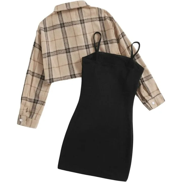 Romwe 2 Piece Dress & Crop Jacket Outfits