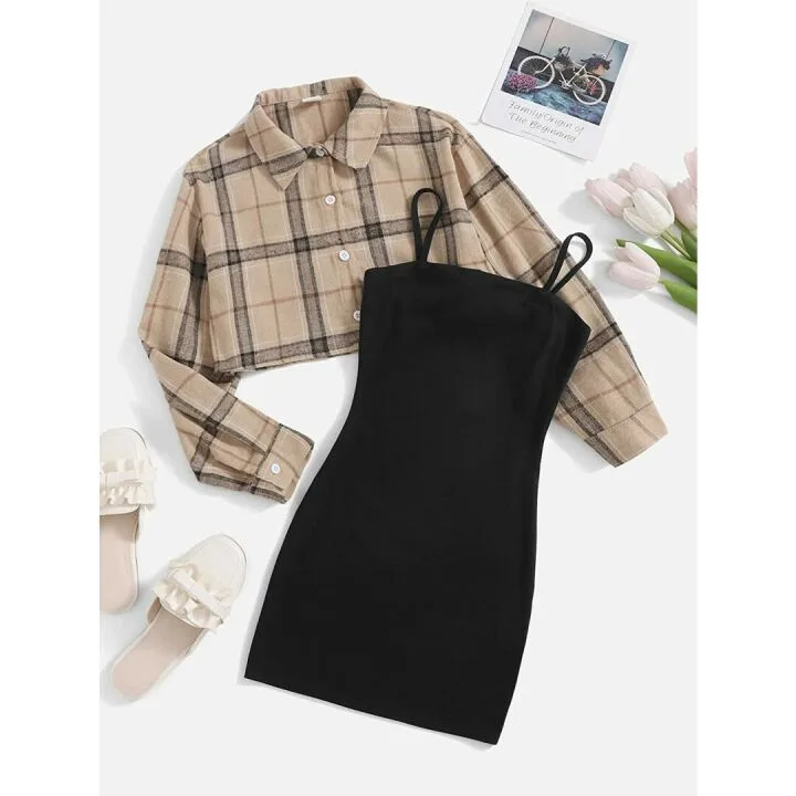 Romwe 2 Piece Dress & Crop Jacket Outfits