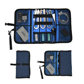 patu Roll Up Electronics Accessories Travel Gear Organizer Case, Portable Universal External Batteri...