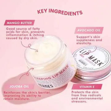 100% Natural Lip Butter Sleeping Lip Mask, Overnight Lip Moisturizer and Conditioner for Dry Lips. Intensive Lip Balm and Lip Therapy Skin Care with Mango butter (Original All Nighter)