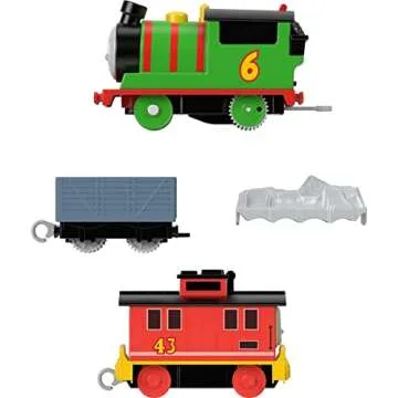 Thomas & Friends Motorized Toy Train Percy Engine & Brake Car Bruno Rail Vehicle for Preschool Pretend Play Kids Ages 3+ Years