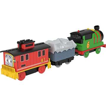 Thomas & Friends Motorized Toy Train Percy Engine & Brake Car Bruno Rail Vehicle for Preschool Pretend Play Kids Ages 3+ Years