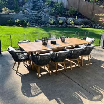 PURPLE LEAF 11 Pieces Patio Dining Set Wicker Outdoor Furniture Rectangular Table and Chairs Set for...